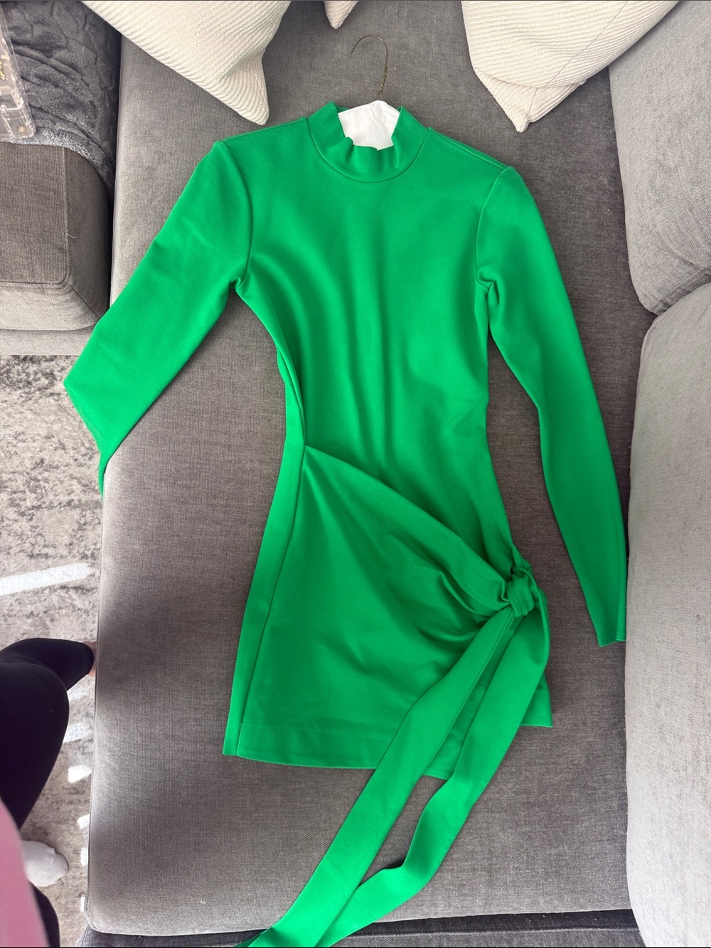 Alexis Bright Green Long-Sleeve Side-Tie Mini Dress
